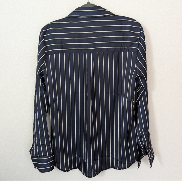 Express navy pinstripe button down top - Picture 4 of 6